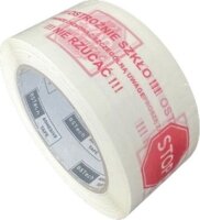 BSTech Careful glass Felíratú ragasztó szalag 48mm x 100m - Fehér / Piros