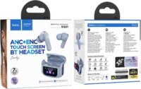Hoco EQ21 ANC Bluetooth Fülhallgató Headset Kijelzővel Töltőtokban - Kék
