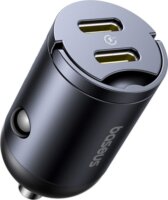 Baseus Tiny Star Mini 2x USB-C Autós Gyorstöltő 30W - Fekete
