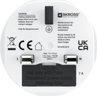 Skross 1.500230C-E EU -> UK 250V Utazó Adapter - Fehér