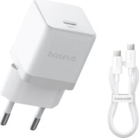 Baseus Palm USB-C Hálózati Töltő Adapter 20W + USB-C Kábel 60W 1m - Fehér