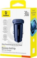 Baseus GoTrip USB-A + USB-C Autós Gyorstöltő 30W - Fekete