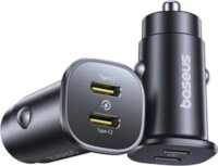 Baseus GoTrip USB-A + USB-C Autós Gyorstöltő 30W - Fekete