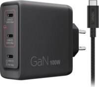 Dell 40AW100BEU 3x USB-C GaN Hálozati Gyorstöltő Adapter 100W + USB-C Kábel 1.8m - Fekete