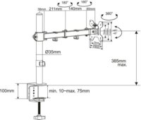 ACT AC8361 10"-34" Monitor Asztali Tartó Kar - Fekete