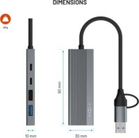 Fixed FIXHU-PT-GR 4-port USB-C/A HUB (2x USB-C + 2x USB-A)