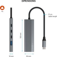 Fixed FIXHU-CR-GR 5-port USB-C HUB 100W (1x HDMI + 2x USB-C + 1x USB-A)