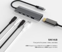 Fixed FIXHU-CR-GR 5-port USB-C HUB 100W (1x HDMI + 2x USB-C + 1x USB-A)