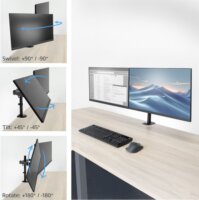ACT AC8362 10"-32" Monitor Asztali Tartó Kar - Fekete (2 kijelző)
