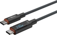 Ansmann 1700-0171 USB-C Apa - USB-C Apa Adat és Töltőkábel 140 Watt 2m Integrált LED Kijelzővel - Fekete