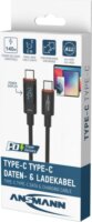 Ansmann 1700-0171 USB-C Apa - USB-C Apa Adat és Töltőkábel 140 Watt 2m Integrált LED Kijelzővel - Fekete