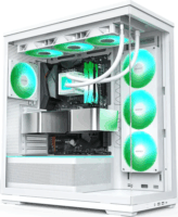 Montech TG3 Midi Torony Számítógépház + 1db 360mm ventilátor + 1db 120mm ventilátor - Fehér