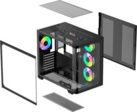 Ocypus Iota C70 Curve ARGB Digital Midi Torony Számítógépház + 4db 120mm ventilátor - Fekete