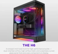 NZXT H6 RGB+ 2026 All Black Midi Torony Számítógépház + 7db 120mm ventilátor - Fekete