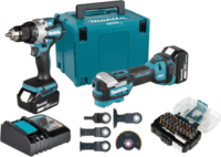 Makita DLX2592JX1 Akkus Fúró-csavarozó + Akkus Multifunkciós szerszám + 2x 18V Akku + Koffer + Tartozékkészlet
