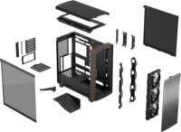 Fractal Design Summit Black TG Light Tint Midi Torony Számítógépház + 3db 140mm ventilátor - Fekete/Fa