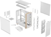 Fractal Design Summit Chalk White TG Clear Tint Midi Torony Számítógépház + 3db 140mm ventilátor - Fehér/Fa