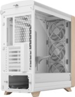 Fractal Design Summit Chalk White TG Clear Tint Midi Torony Számítógépház + 3db 140mm ventilátor - Fehér/Fa