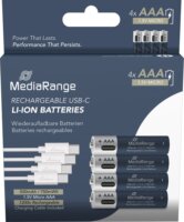 MediaRange MRBAT160 Újratölthető Lítium Mignon Elem AAA USB-C 500mAh 1.5V (4db / csomag)