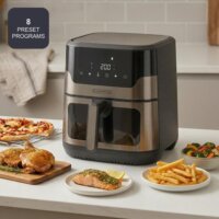 Black+Decker BXAF8001E AirFryer Forrólevegős sütő 8L 1700 Watt - Fekete / Ezüst