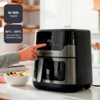 Black+Decker BXAF8001E AirFryer Forrólevegős sütő 8L 1700 Watt - Fekete / Ezüst