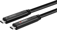 Lindy 43398 USB-C apa - USB-C apa 3.2 Gen 2 & DisplayPort 1.4 Hybrid Kábel 10m - Fekete