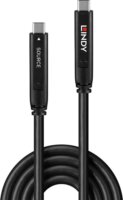 Lindy 43398 USB-C apa - USB-C apa 3.2 Gen 2 & DisplayPort 1.4 Hybrid Kábel 10m - Fekete