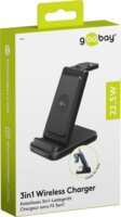Goobay 77671 3in1 Qi Wireless Töltő 15W - Fekete