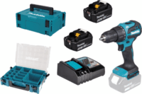 Makita DHP490TJX9 Akkus ütvefúró-csavarozó + 2x 18V Akku + Koffer + Rendszerező