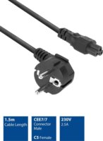 ACT AK5408 230V CEE 7/7 - C5 IEC Hálózati Tápkábel 1.5m - Fekete