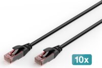 Digitus DK-1617-010-OD-10 U/UTP CAT6 RJ45 Patch kábel 1m - Fekete (10db/csomag)