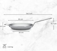 De Buyer Mineral B Rozsdamentes acél Sütőserpenyő 32cm - Ezüst