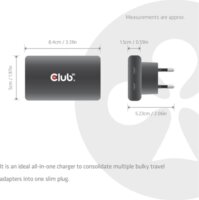 Club 3D CAC-1935 2x USB-C Hálózati Gyorstöltő Adapter 65W - Fekete