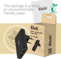 Club 3D CAC-1935 2x USB-C Hálózati Gyorstöltő Adapter 65W - Fekete