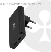 Club 3D CAC-1935 2x USB-C Hálózati Gyorstöltő Adapter 65W - Fekete