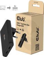 Club 3D CAC-1935 2x USB-C Hálózati Gyorstöltő Adapter 65W - Fekete