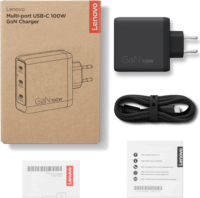 Lenovo 40AW100BEU Multi-Port USB-C GaN Laptop Töltő Adapter (100W / 20V / 5A) - Fekete