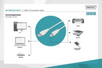Digitus AK-300102-018-E USB-A apa - USB-B apa 2.0 Adat és Nyomtatókábel 1,8m - Bézs