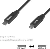 Club 3D CAC-2506 USB-C apa - USB-C apa Töltőkábel 240W 2m - Fekete