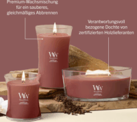 WoodWick Cinnamon Chai - Fahéj Chai Illatgyertya 85g - Piros