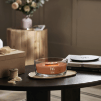 WoodWick Radiant Amber - Ragyogó Borostyán Illatgyertya 610g - Barna
