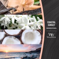 WoodWick Coastal Sunset - Tengerparti Naplemente Illatgyertya 275g - Rózsaszín