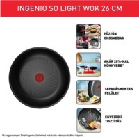 Tefal L7237702 Ingenio So Light Wok serpenyő 26cm - Fekete