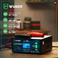Wuber W14018 mikroprocesszoros Autó Akkumulátor töltő 10A 6-150 Ah