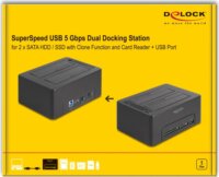 DeLock 64183 HDD / SSD Dokkoló és klónozó állomás (USB-A 3.2 Gen 1 - 2x SATA)