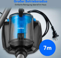 Medion MD12078 E2001 Portartályos ciklon porszívó 800W - Fekete / Kék