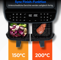 Medion MD11760 Life P20 AirFryer Okos Forrólevegős sütő 2 x 4,35L 2600 Watt - Fekete