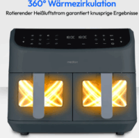 Medion MD11760 Life P20 AirFryer Okos Forrólevegős sütő 2 x 4,35L 2600 Watt - Fekete