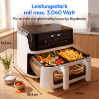 Medion MD100057 Life P25 XXL AirFryer Forrólevegős sütő 10,8L 3040 Watt - Fehér