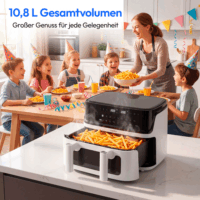 Medion MD100057 Life P25 XXL AirFryer Forrólevegős sütő 10,8L 3040 Watt - Fehér
